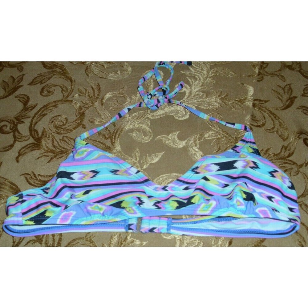 Bikini Top by Mailbu Dream Girl Halter No Padding Multicolor  Hipster Size L